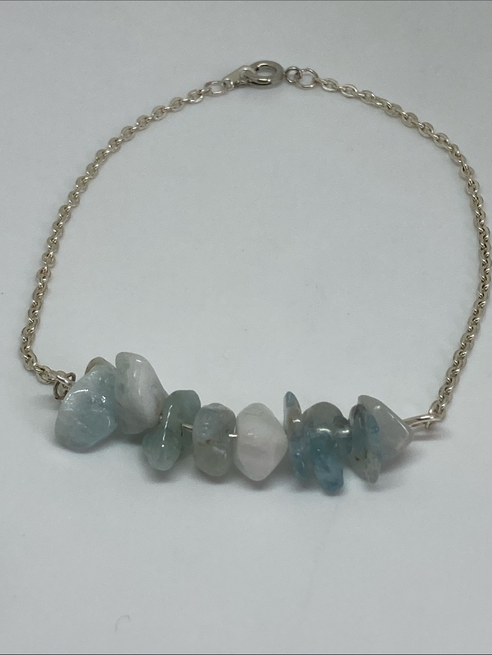Delicate Aquamarine Chip Anklet - Light Blue Stone Chain